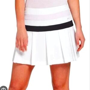 Salzenger white sport/golf skort  w lavender and navy stripe waist band